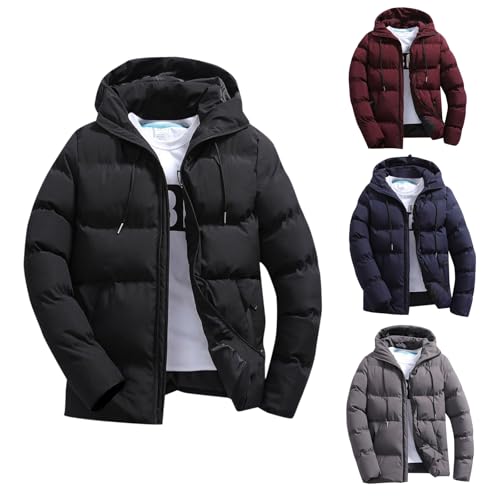 Mymyguoe Daunenmantel Herren Steppjacke Mit Kapuze Winterjacke Leichte Daunenjacke Kapuzenjacke Warm Isolationsjacke Einfarbig Softshelljacke Mode Übergangsjacke Thermojacke Puffer Jacke Overshirt von Mymyguoe