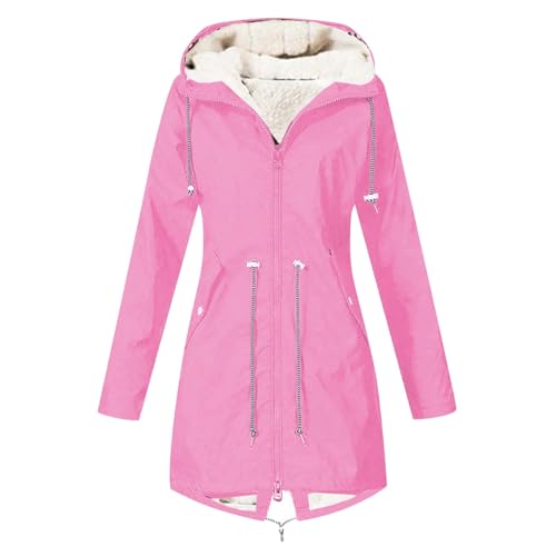 Mymyguoe Dünne Regenjacke Damen Winterjacke Regencape Fleecejacke Mit Warm Gefüttert Wetterfeste Wasserdicht Übergangsjacke Übergangsmantel Outwear Leichtgewicht Laufjacke Fahrradjacke Skijacke von Mymyguoe