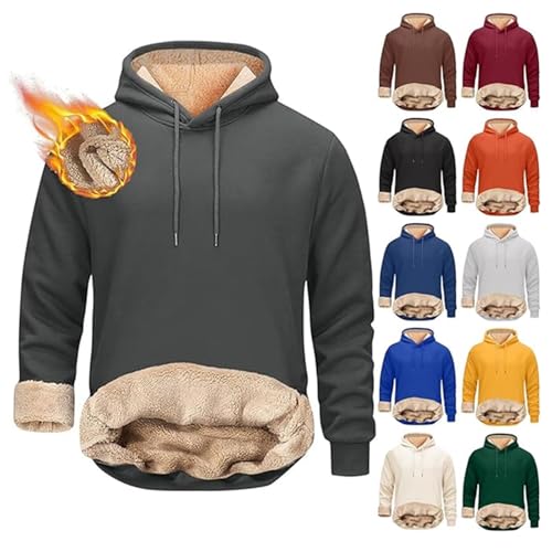 Mymyguoe Fleece Hoodie Herren Einfarbig Fleecepullover Mit Kapuze Pulli Thermo Kapuzenpullover Sweatshirt Winter Warme Winterpullover Langarmshirt Teddyfleece Kapuzenpulli Bequem Hooded von Mymyguoe