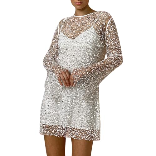 Mymyguoe Glitzerkleid Damen Paillettenkleid 2 Teiliges Set Elegant Pailletten Kleid Festlich Party Weihnachtskleider Große Größen Hochzeit Kleider Durchsichtiges Netzgewebe Netzkleid Mymyguoe Glitzerkleid Damen Paillettenkleid 2 Teiliges Set Elegant Pailletten Kleid Festlich Party Weihnachtskleider Große Größen Hochzeit Kleider Durchsichtiges Netzgewebe Netzkleid von Mymyguoe