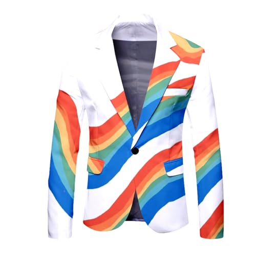 Mymyguoe Graffiti Sakko Herren Blazer Langarm Bunt Anzugjacket Funky Anzug Suit Neon Farbigen Anzugsakko LGBT Pride Stolzmonat Jackett Abschlussball Karneval Kostüm Herrenanzug von Mymyguoe