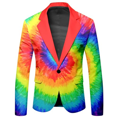 Mymyguoe Graffiti Sakko Herren Blazer Langarm Bunt Anzugjacket Funky Anzug Suit Neon Farbigen Anzugsakko LGBT Pride Stolzmonat Jackett Abschlussball Karneval Kostüm Herrenanzug von Mymyguoe
