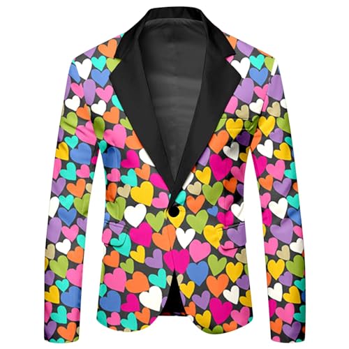 Mymyguoe Graffiti Sakko Herren Blazer Langarm Bunt Anzugjacket Funky Anzug Suit Neon Farbigen Anzugsakko LGBT Pride Stolzmonat Jackett Abschlussball Karneval Kostüm Herrenanzug von Mymyguoe