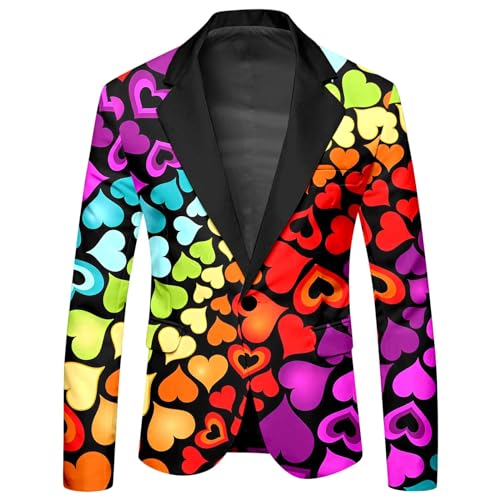 Mymyguoe Graffiti Sakko Herren Blazer Langarm Bunt Anzugjacket Funky Anzug Suit Neon Farbigen Anzugsakko LGBT Pride Stolzmonat Jackett Abschlussball Karneval Kostüm Herrenanzug von Mymyguoe