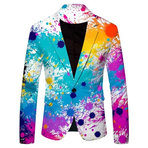 Mymyguoe Graffiti Sakko Herren Blazer Langarm Bunt Anzugjacket Funky Anzug Suit Neon Farbigen Anzugsakko Lgbt Pride Stolzmonat Jackett Abschlussball Karneval Kostüm Herrenanzug von Mymyguoe