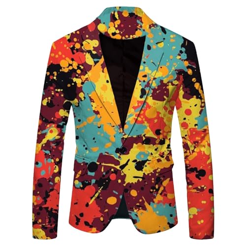 Mymyguoe Graffiti Sakko Herren Blazer Langarm Bunt Anzugjacket Funky Anzug Suit Neon Farbigen Anzugsakko Lgbt Pride Stolzmonat Jackett Abschlussball Karneval Kostüm Herrenanzug von Mymyguoe