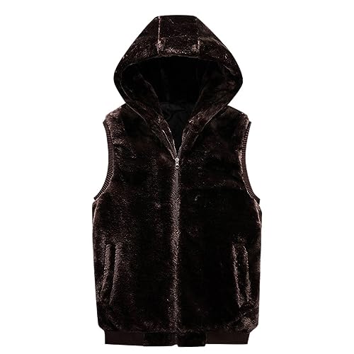 Mymyguoe Herren Fleeceweste Plüschweste Winter Warm Ärmellos Fleecejacke Hoodie Teddy Jacke Faux Fur Plüsch Weste Pullover Winterjacke mit Kapuze von Mymyguoe