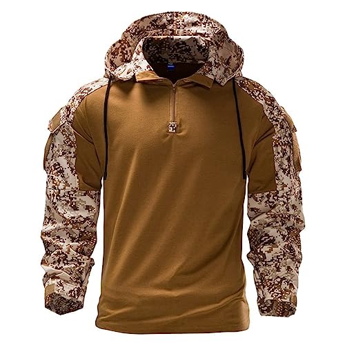 Mymyguoe Herren Hoodie Camouflage Pullover Tactical Langarmshirt Combat Kapuzenjacke Slim Fit Langarm Camouflage Shirt Paintball Airsoft Army Kapuzenpullover Militär Uniform von Mymyguoe