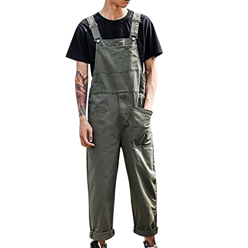 Mymyguoe Herren Jeans Latzhose 90er Jeans Jumpsuit Overall Baggy Hip Hop Jeans Vintage Y2K Straight Leg Streetwear Arbeitshosen Jumpsuit Freizeithose Loose mit Löcher für Männer von Mymyguoe