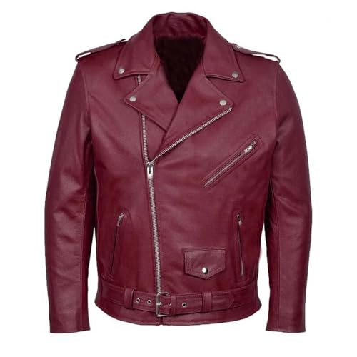 Mymyguoe Herren Lederjacke Motorradjacke Herrenjacke Mit Zipper Klassische Vintage Pu Leder Fliegerjacke Rockabilly Biker Leder Jacke Rocker Punk Freizeitjacke Western Highway Rockerjacke Mantel von Mymyguoe