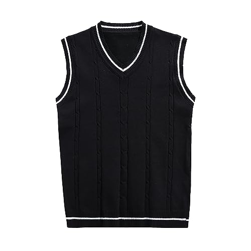 Mymyguoe Herren Pullunder Weste Ärmellose Strickweste V-Ausschnitt aus Baumwolle Winter Pullunder Pullover für Männer Herbst Winter Warmes Oberteil von Mymyguoe