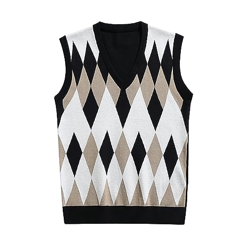Mymyguoe Herren Pullunder Weste Ärmellose Strickweste V-Ausschnitt aus Baumwolle Winter Pullunder Pullover für Männer Herbst Winter Warmes Oberteil von Mymyguoe