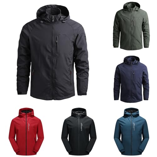 Mymyguoe Herren Regenjacke Wasserdicht Atmungsaktiv Softshelljacke Dünne Regenparka Winddichte Jacke Radjacke Wanderjacke Übergangsjacke Windbreaker Trekking Windjacke Leichte Raincoat Trenchcoat von Mymyguoe