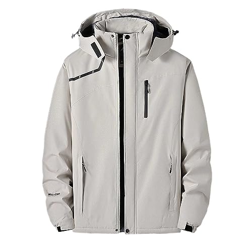 Mymyguoe Herren Regenjacke Wasserdicht Dünne Outdoor Jacke Windbreaker Fleecejacke Herbst Winter Kapuze Regenmantel Mit Kapuze Waterproof Windproof Windjacke Sportlich Reissverschluss Mantel von Mymyguoe