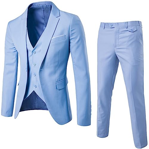 Mymyguoe Herren Sakko Hochzeit Hellblau Anzug Bräutigam Anzughose Regular Komplett Set Große Größen 6XL Regular Fit Beige Billige Hochzeitsanzug Smoking von Mymyguoe