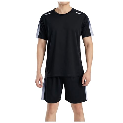 Mymyguoe Herren Schlafanzug Kurz Pyjama Kurz Sleepwear Nightwear Nachtwäsche Set Sommer Kurzarm Pyjamas Oberteil Und Stretch Shorts Zweiteiler Pyjamaset Weich Leicht Nightwear Set Für Männer von Mymyguoe