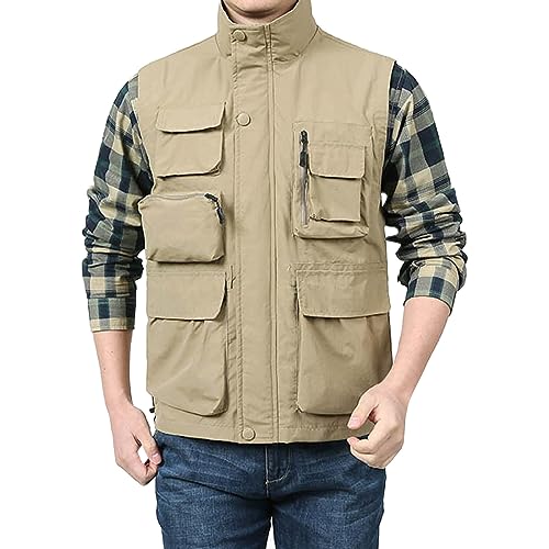 Mymyguoe Herren Weste Outdoor Leicht Sommerweste Ärmellose Anglerweste Sport Weste Softshellwesten Jagd Und Angler Camping Wanderweste Fotografie Trekking Weste Schnelltrocknend Freizeitweste von Mymyguoe