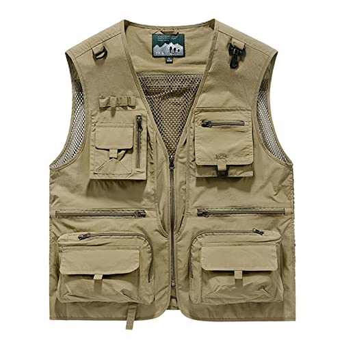Mymyguoe Jagdweste Herren Leichte Sommerweste Atmungsaktiv Angelbekleidung Softshellwesten Safari Ärmellose Jacke Security Weste Werkzeugweste Schießweste Freizeit Camping Fotografie Weste von Mymyguoe