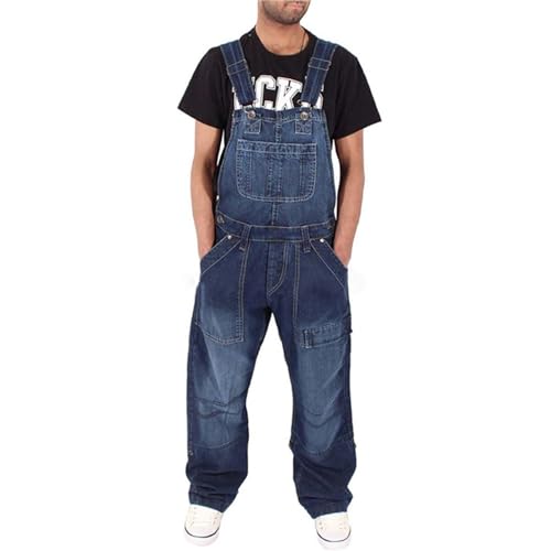 Mymyguoe Jeans Arbeitshose Herren Cargo Hosenanzug Arbeitsoverall Loose Fit Jeanslatzhosen Arbeitshosen Latzhose Denim Latzhosen Overalls Retro Jumpsuit Loose Hosenanzug Jeanslatzhose von Mymyguoe