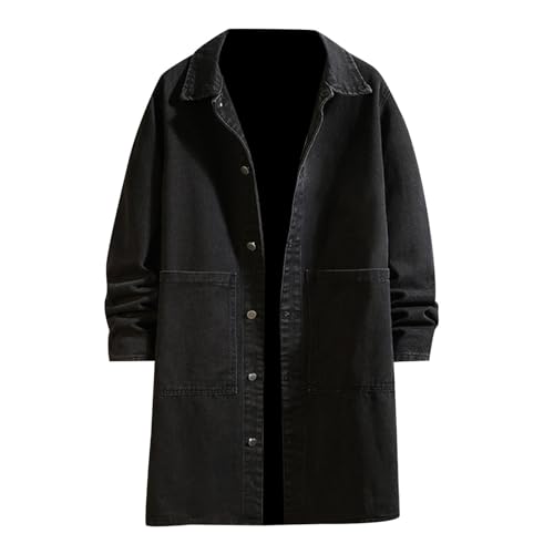 Mymyguoe Jeansmantel Herren Cardigan Jeanjacke Wintermantel Trenchcoat Slim Fit Lang Mantel Strickjacke Winterjacke Denim Jacke Vintage Overcoat Übergangsjacke Business Windbreaker Jacke Freizeitjacke von Mymyguoe