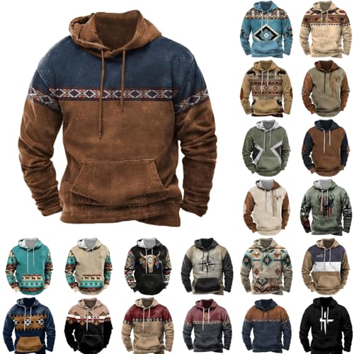 Mymyguoe Kapuzenpullover Für Herren Vintage Cowboy Hoodie Freizeit Aztec Pullover Mit Kapuze Western Print Langarmshirt Sweatshirt Sport Hoody Herbst Winter Casual Kleidung Streetwear Retro Loose Mymyguoe Kapuzenpullover Für Herren Vintage Cowboy Hoodie Freizeit Aztec Pullover Mit Kapuze Western Print Langarmshirt Sweatshirt Sport Hoody Herbst Winter Casual Kleidung Streetwear Retro Loose von Mymyguoe