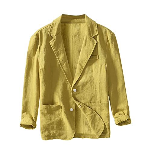 Mymyguoe Leinen Sakko Herren Sommer Langarmhemd Leicht Feldjacke Holzfällerjacke Langarm Freizeithemd Einfarbig Mode Hemdjacke Regular Fit Casual Herrenhemd Botton Down Bügelfrei Sommerhemd von Mymyguoe