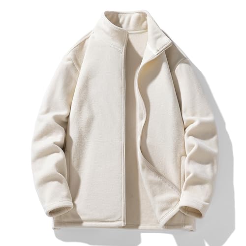 Mymyguoe Micro Fleece Jacke Herren Fleecejacke Winddicht Microfleecejacke Beiläufig Stehkragenjacke Warme Outdoorjacke Übergangsjacke Stehkragen Fleece Jacke Sweatjacke Einfarbig von Mymyguoe