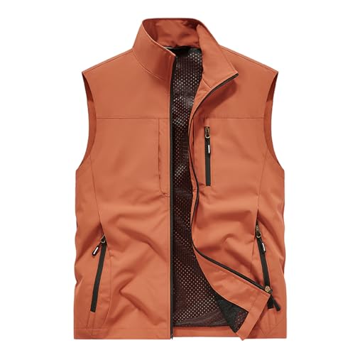 Mymyguoe Outdoor Weste Herren Anglerweste Cargo Weste Arbeitswesten Herren Dünne Anglerweste Mit Vielen Taschen Leicht Softshelljacke Ohne Ärmel Multifunktionsweste Einfarbig Westen Sportwesten von Mymyguoe