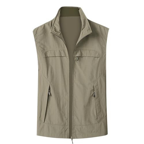 Mymyguoe Outdoorweste Herren Casual Sommerweste Leicht Atmungsaktiv Sportweste Mode Einfarbig Freizeitweste Lässige Camping Fotografie Weste Ärmellos Freizeit Jagd Westen Reporterwesten von Mymyguoe
