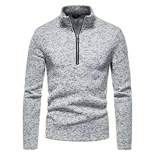 Mymyguoe Pullover Herren Rollkragen Pullover Turtleneckpullover Feinstrick Sweater 1/4 Zip Neck Pulli Winterpullover Warm Strickpullover Langarm Leichter Arbeitspullover von Mymyguoe