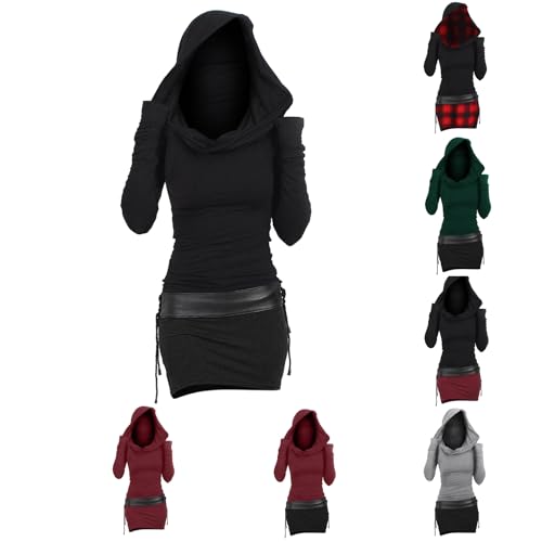 Mymyguoe Pulloverkleid Damen Mit Kapuze Herbstkleid Gothic Sexy Patchwork Pullover Kleid Slim Fit Farbeblock Kapuzenpullover Hoodie Elegant Minikleid Langarmkleid Bodycon Gothic Winterkleid Mymyguoe Pulloverkleid Damen Mit Kapuze Herbstkleid Gothic Sexy Patchwork Pullover Kleid Slim Fit Farbeblock Kapuzenpullover Hoodie Elegant Minikleid Langarmkleid Bodycon Gothic Winterkleid von Mymyguoe
