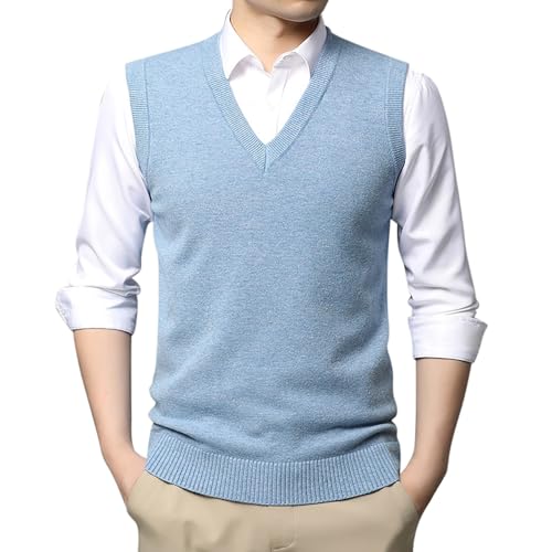 Mymyguoe Pullunder Herren Strickweste Strickpullover Weste Einfarbig Ärmelloser Pullover Lässige Warme Strickweste Pullover Weste Tanktop Für Herbst Winter Herrenpullover Strickwaren Sweater Pulli von Mymyguoe