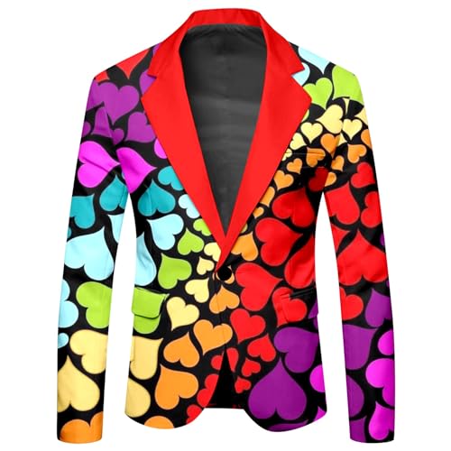 Mymyguoe Rainbow Sakko Herren Bunt Anzugjacke Blazer Regenbogen Casual Blazer Regenbogen Färben Anzug Mantel Sportjacke Regenbogen Anzug Für Halloween Karneval Mottopartys Party LGBT & LGBTQ von Mymyguoe