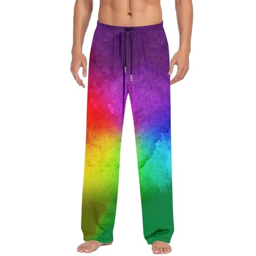 Mymyguoe Regenbogen Leinen Hose Herren Damen Lgbt Jogginghose Gay Pride Rainbow Flag Sporthose Leinen Freizeithose Jogging Hose Traininghose Fitness Yoga Hose Hawaii Strandhose Jogginghosen Herrenhose von Mymyguoe