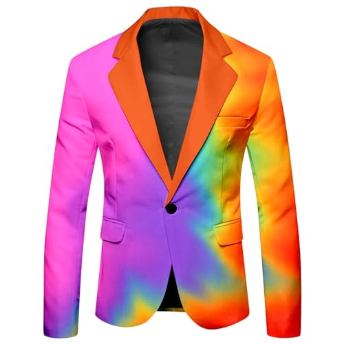 Mymyguoe Regenbogen Sakko Herren Modisch Party Rainbow Anzüge Herrenanzüge Regenbogen Funky Anzug Suit Neon Farbigen Blazer Sakko LGBTQ Pride Stolzmonat Jackett Herren Mit Regenbogen von Mymyguoe