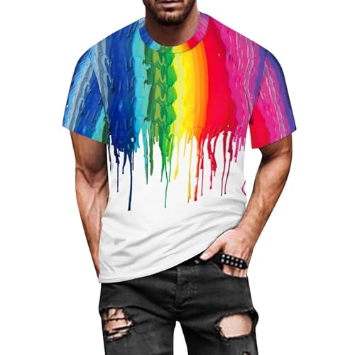Mymyguoe Regenbogen T-Shirt Herren Rainbow Tshirts Buntes Hemd Herren Lustige T Shirts Oversized Für Herren Gay Flagge LGBTQ T-Shirt Pride Shirt LGBT Stolz Bunt Gay CSD Gleichberechtigung T-Shirt von Mymyguoe