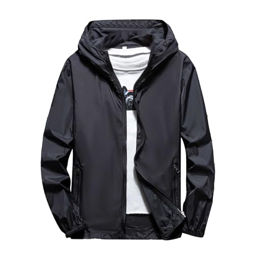Mymyguoe Regenjacke Fahrrad Herren Leichte Atmungsaktiv Softshelljacke Einfarbig Übergangsjacke Wanderjacke Sommerjacke Dünne Windbreaker Wasserdicht Fahrradjacke Regenjacken Outdoorjacke von Mymyguoe