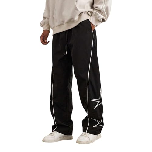 Mymyguoe Sporthose Herren Lang Jogginghose Mit Sternenmuster Weitem Bein Herrenhosen Sweathose Casual Freizeithose Sportlich Trainingshose Streatwear Sweatpants Teenager Jungen von Mymyguoe