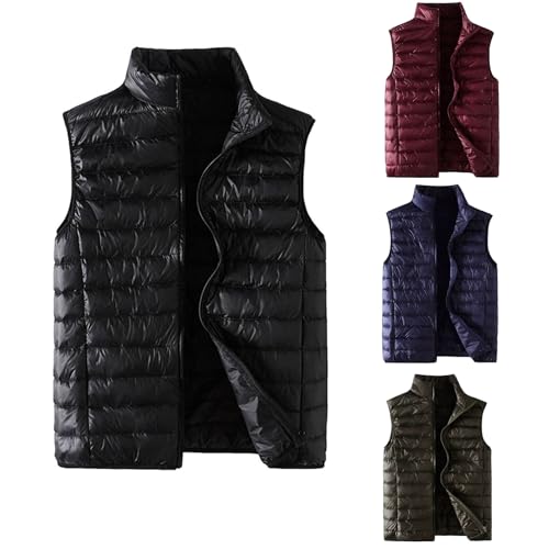 Mymyguoe Steppweste Herren Warm Puffer Weste Ärmellos Stehkragen Softshelljacke Arbeitsweste Sportweste Winddichte Outdoorjacke Thermoweste Einfarbig Leicht Herrenwesten Übergangsweste von Mymyguoe