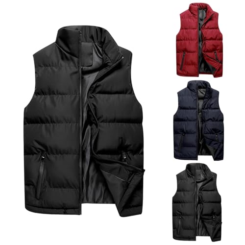 Mymyguoe Steppweste Herren Warm Puffer Weste Ärmellos Stehkragen Softshelljacke Arbeitsweste Sportweste Winddichte Outdoorjacke Thermoweste Einfarbig Leicht Herrenwesten Übergangsweste von Mymyguoe