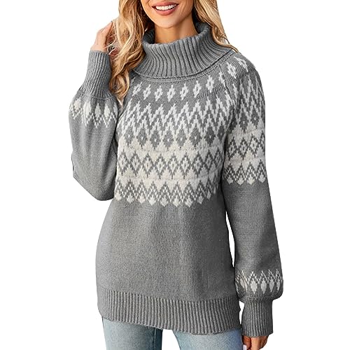 Mymyguoe Strickpullover Damen Vintage Oversized Rollkragenpulli Jumper Pullover Feiner Rollkragenpullover Wollpullover Warme Herbst Sweater Turtleneck Langarm Frauen Pullover Winter Lose Strickwaren von Mymyguoe