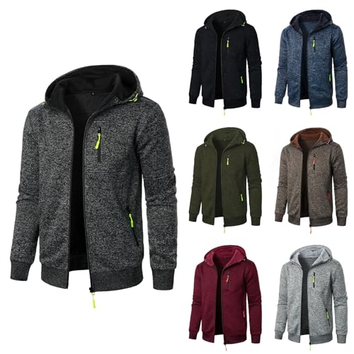 Mymyguoe Sweatjacke Herren Mit Kapuze Kapuzenjacke Jacquard Kapuzenpullover Oversized Übergangsjacke Zipper Hoodie Y2K Mode Sportjacke Leichte Herbstjacke Basic Jacke Outdoor Jacken Casual Kleidung von Mymyguoe