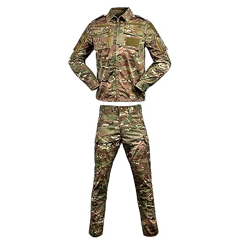 Mymyguoe Tarnanzug Herren Paintball Combat Shirt Taktische Hose Langärmlige Mit 1/4 Reißverschluss Airsoft Kleidung Set Taktisch Jacke Uniform Militär Anzug Outdoor Camouflage Jagdbekleidung BDU von Mymyguoe