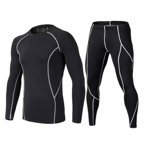 Mymyguoe Thermo Unterwäsche Männer Winter Warme Trainingsanzüge Sportanzug Nachtwäsche 2-teiliges Set Rundhals Langarm Oberteil und Schlafanzughose mit Innenfleece von Mymyguoe