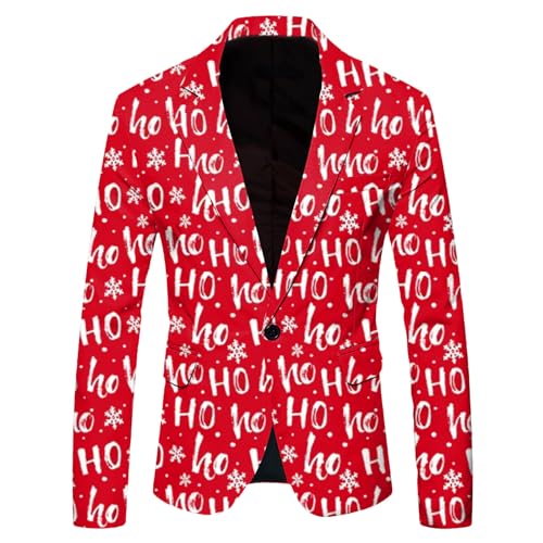 Mymyguoe Weihnachten Sakko Herren Anzügejacket Casual Blazer Rentier Weihnachten Anzüge Blazer Jacke Lustige Weihnachtsmotiv Party Jacke Mantel Weihnachten Geschenke Christmas Bekleidung von Mymyguoe