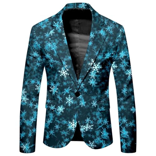 Mymyguoe Weihnachtsjacke Herren Festliches Outfit Mit Muster Ein Knopf Sakkos Weihnachtsblazer Männer Suit Jacket Party-Blazer Business Herrenanzug Sportsakko Partykleid Weihnachtssakko von Mymyguoe