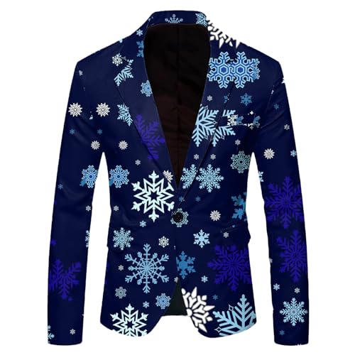 Mymyguoe Weihnachtsjacke Herren Weihnacht Sakko Business Weihnachts Anzug Xmas Anzug Weihnachtsmotiv Weihnachten Anzugjacke Festliches Outfit Regular Fit Freizeit Sakko Sportsakko Elegant Sakkos von Mymyguoe