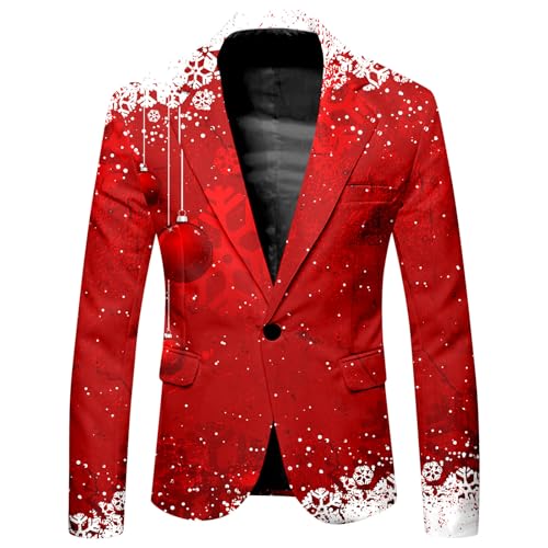 Mymyguoe Weihnachtsjacke Herren Weihnacht Sakko Weihnachtsmuster Herrenanzug Weihnachten Anzugjacke Business Herrensakko Weihnachtssakko Sportlich Sportsakko Sakkos Comfort Xmas Anzug von Mymyguoe