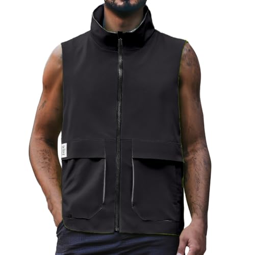 Mymyguoe Wendbar Fahrradweste Herren Sportweste Winddichte Atmungsaktiv Outdoorweste Bikerweste Mountainbike Windweste Rennradweste Wasserdicht Windstopper Laufweste Softshellweste von Mymyguoe