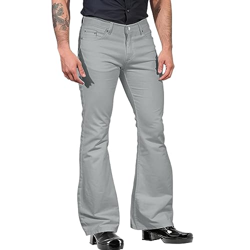 Schlaghosen für Herren Freizeithose 70er Jahre Disco Jeans Hippie Bootcut-Jeans mit großem Schlag Retro Flared-Jeans-Cord 80s-Style Vintage Jeans für Männer im Retro von Mymyguoe